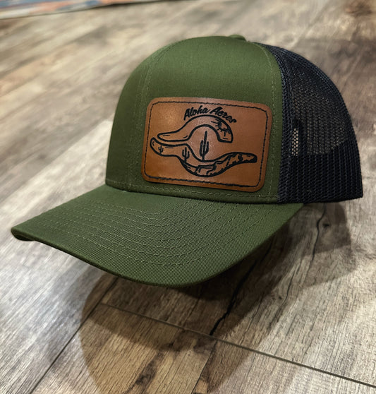 Green Leather Patch Hat